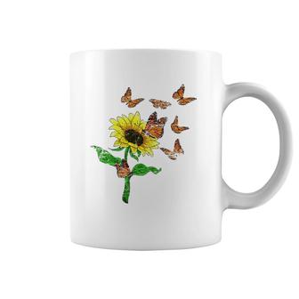 Flower Butterflies Nature Butterfly Sunflower Coffee Mug | Mazezy