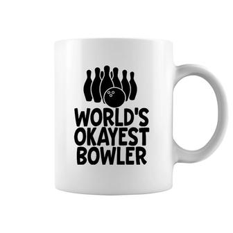 Funny Bowling World's Okayest Bowler Men Gift Coffee Mug | Mazezy