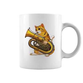 Funny Cat Playing Tuba Gift Cute Kitten Musician Fan Coffee Mug | Mazezy