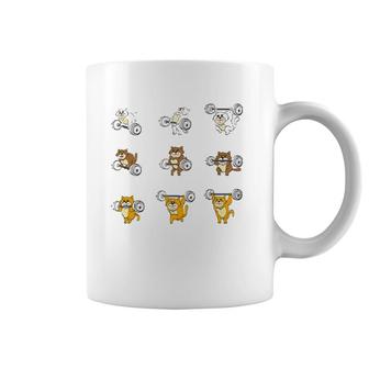 Funny Cats Deadlift Barbell Gym Workout Coffee Mug | Mazezy