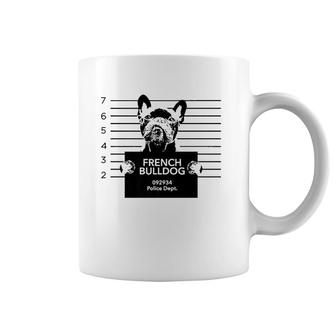 Funny French Bulldog Most Wanted Police Station Design Coffee Mug | Mazezy CA