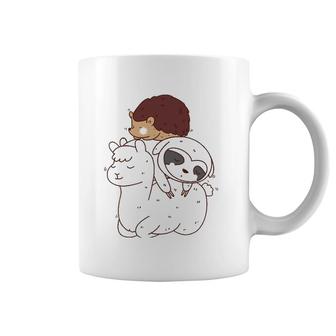 Funny Hedgehog Riding Sloth Riding Llama Coffee Mug | Mazezy CA