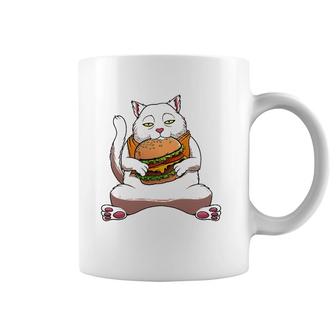 Funny Kawaii Cat Hamburger Design For Men Women Burger Eater Coffee Mug | Mazezy