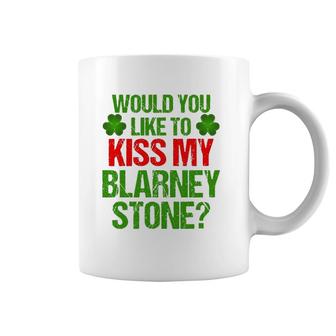 Funny St Patrick's Day Kiss My Blarney Stone Irish Gift Coffee Mug | Mazezy