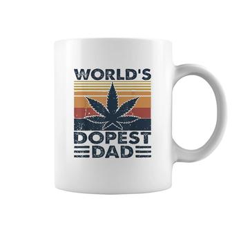Funny Worlds Dopest Dad Cannabis Marijuana Weed Fathers Day Gift Coffee Mug - Seseable