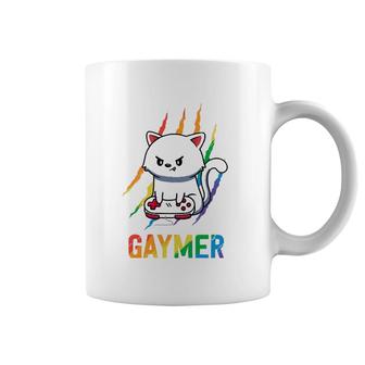 Gaymer Lgbt Cat Pride Rainbow Video Game Lovers Gift Coffee Mug | Mazezy