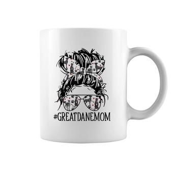 Great Dane Mom Cute Messy Bun Hair Dog Mom Life For Woman Coffee Mug | Mazezy