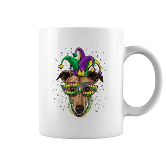 Greyhound Dog Lover Cute Mardi Gras Carnival Jester Coffee Mug | Mazezy