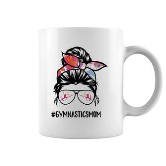 Gymnastics Mom Messy Bun Hair Glasses Gymnast Mother Mama Coffee Mug | Mazezy