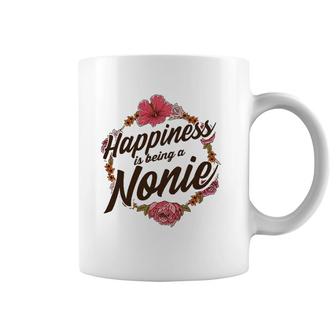 Happiness Is Being A Nonie Cute Floral Mother's Day Gift Coffee Mug | Mazezy