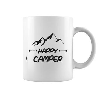 Happy Camper Mountain Scene Coffee Mug | Mazezy
