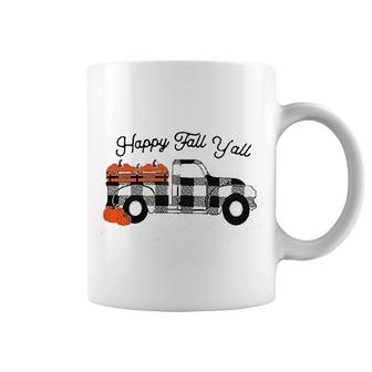 Happy Fall Yall Women Funny Truck Pumpkin Graphic Halloweens Coffee Mug - Seseable