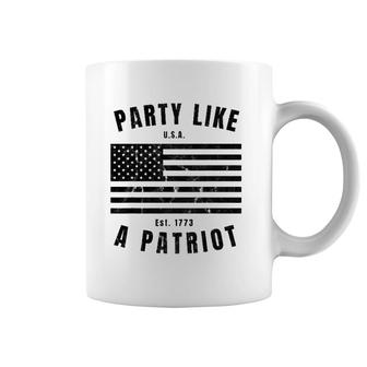 Happy Fourth Of July Party Like A Patriot Fun American Flag Coffee Mug | Mazezy