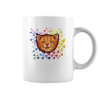Happy Orange Tabby Cat Rainbow Coffee Mug | Mazezy CA