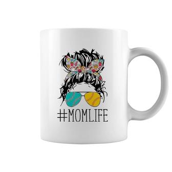 Hastag Mom Life Messy Bun Softball Baseball Mother's Day Coffee Mug | Mazezy