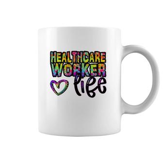 Healthcare Workers Life Heart Rainbow Text Doctor Nurse Gift Coffee Mug | Mazezy
