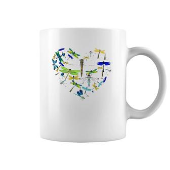 Heart Colorful Dragonflies Lover Gift Coffee Mug | Mazezy
