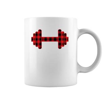 Holiday Workout Buffalo Plaid Dumbbell Christmas Fitness Raglan Baseball Tee Coffee Mug | Mazezy