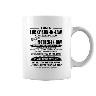 I Am A Lucky Son In Law Of A Freaking Awesome Mother In Law Coffee Mug | Mazezy