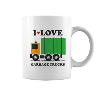 I Heart Love Garbage Trucks Little Boys Kids Coffee Mug - Seseable