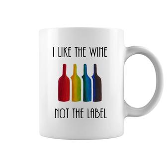 I Like The Wine, Not The Label Lgbt Flag Bottle Coffee Mug | Mazezy