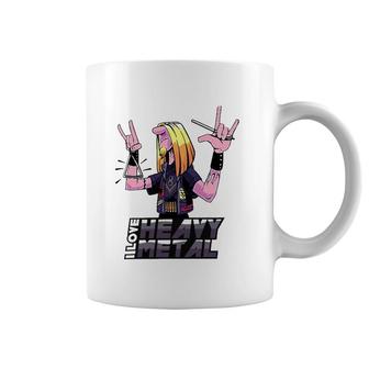I Love Heavy Metal Triangle Coffee Mug | Mazezy