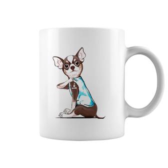 I Love Mom Funny Chihuahua Tattooed Coffee Mug | Mazezy