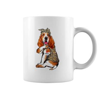 I Love Mom Tattoo Funny Basset Hound Dog With Bandana Coffee Mug | Mazezy
