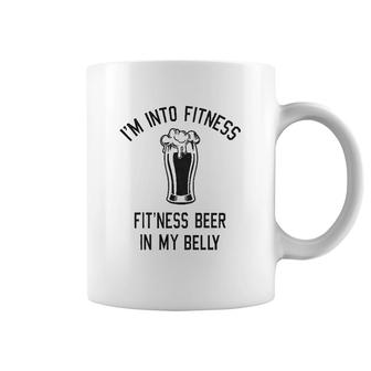 Im Into Fitness Fitting This Beer In My Belly Funny Drinking Coffee Mug - Thegiftio UK