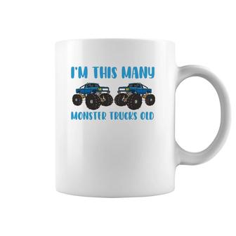 I'm This Many Monster Trucks Old Toddler 2 Years 2Nd Birthday Coffee Mug | Mazezy