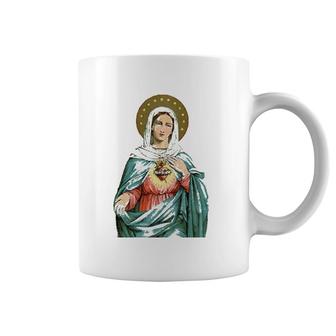 Immaculate Heart Of Mary Our Blessed Mother Catholic Vintage Coffee Mug | Mazezy