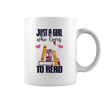 Just A Girl Who Loves To Read Cute Book Lover Awesome Cool Coffee Mug | Mazezy