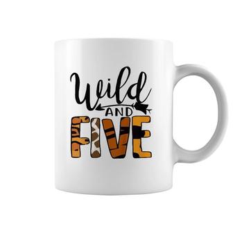 Kids Wild Five 5Th Birthday Boy Girl Fifth Bday 5 Years Old Coffee Mug | Mazezy