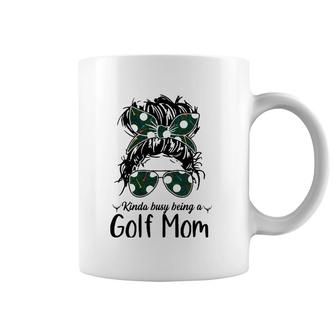 Kinda Busy Being A Golf Mom Messy Bun Golfer Mother's Day Coffee Mug | Mazezy
