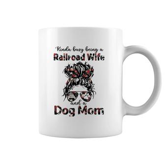 Kinda Busy Being A Railroad Wife And A Dog Mom Floral Coffee Mug | Mazezy
