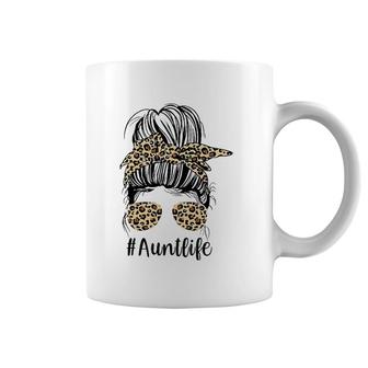 Leopard Aunties Aunt Life Funny Messy Bun Girl Mother's Day Coffee Mug