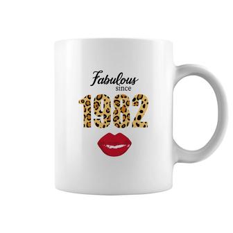 Leopard Red Lips Fabulous Since 1982 Happy 40Th Birthday Coffee Mug - Seseable