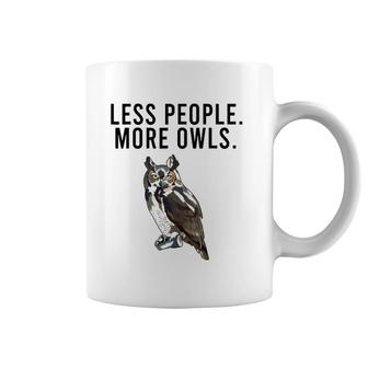 Less People More Owls Great Horned Owl Funny Introvert Coffee Mug | Mazezy