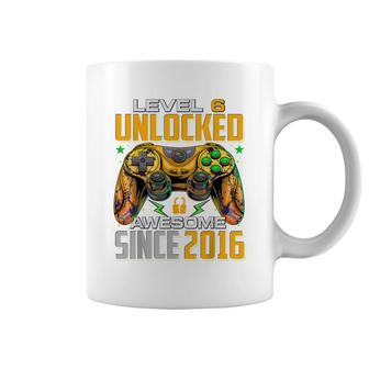 Level 6 Unlocked Awesome Since 2016 6Th Birthday Gaming Coffee Mug - Seseable