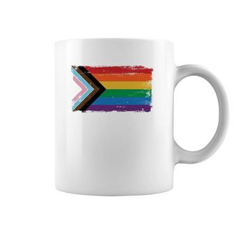Lgbtq Progress Pride Flag Vintage Paint Style Coffee Mug | Mazezy