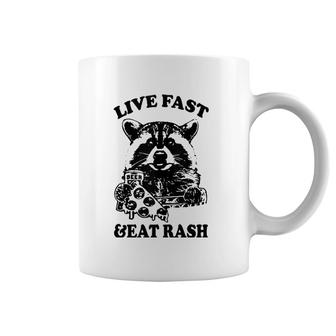 Live Fast Eat Trash Funny Raccoon Camping Vintage Coffee Mug | Mazezy