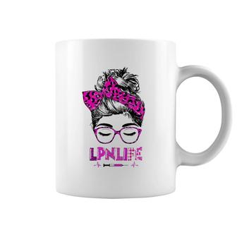 Lpn Life Nurse Women Messy Bun Leopard Rn Cna Lpn Healthcare Coffee Mug | Mazezy