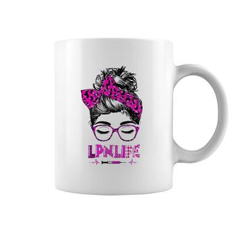 Lpn Life Nurse Women Messy Bun Leopard Rn Lpn Cna Healthcare Coffee Mug | Mazezy DE
