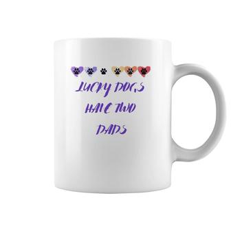 Lucky Dogs Have Two Dads Lgbt Dog Dads Pawprints Hearts Coffee Mug | Mazezy