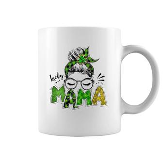 Lucky Mama Woman Face With Glasses Bandana St Patricks Day Coffee Mug | Mazezy UK
