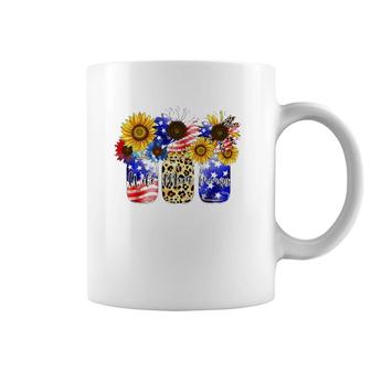 Mason Jars Flowers Wife Mom Grammy Usa Flag 4Th Of July Coffee Mug | Mazezy