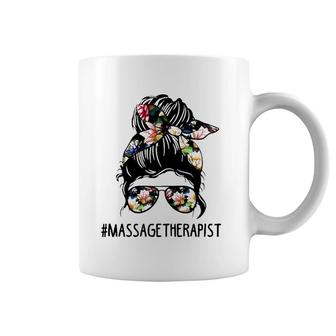 Massage Therapist Flower Headband And Glasses Coffee Mug | Mazezy