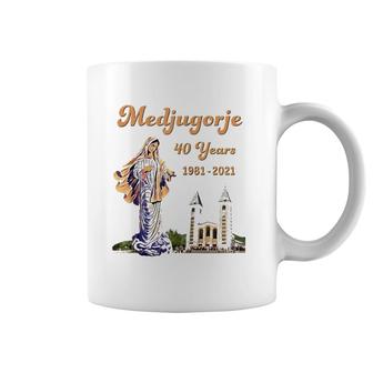 Medjugorje 40 Years Statue Of Our Lady Queen Of Peace Zip Coffee Mug | Mazezy