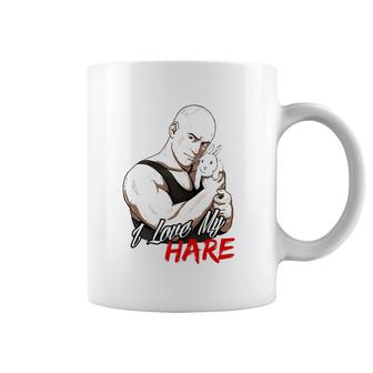 Mens I Love My Hare Bald Guy Tough Guy Coffee Mug | Mazezy