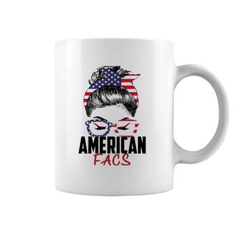 Messy Bun American Facs 4Th July American Flag Coffee Mug | Mazezy